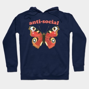 Anti-social butterfly (red text) - introverts unite (in their own homes) Hoodie